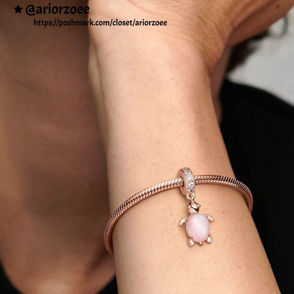 Pandora Murano Glass Pink Sea Turtle Dangle Charm - Picture 2 of 2